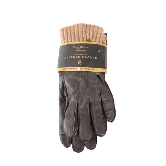 Club Room Touch Screen Lined Leather Gloves - Mens Small - Chocolate Brown- NWT - Picture 1 of 4